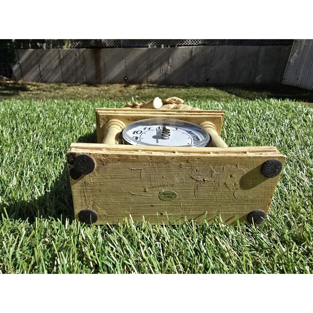 Standing Elephants Clock Mantle Free Standing Ivory Resin 10" Battery Operated - Picture 11 of 15